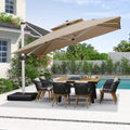 Myrtille 12' x 12' Square Silver Thicker Pole Cantilever Umbrella With Base,Beige