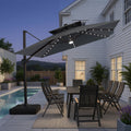 Wasif 12' X 9' Rectangular Patio Cantilever Solar Led Light Umbrella with Weighted Base