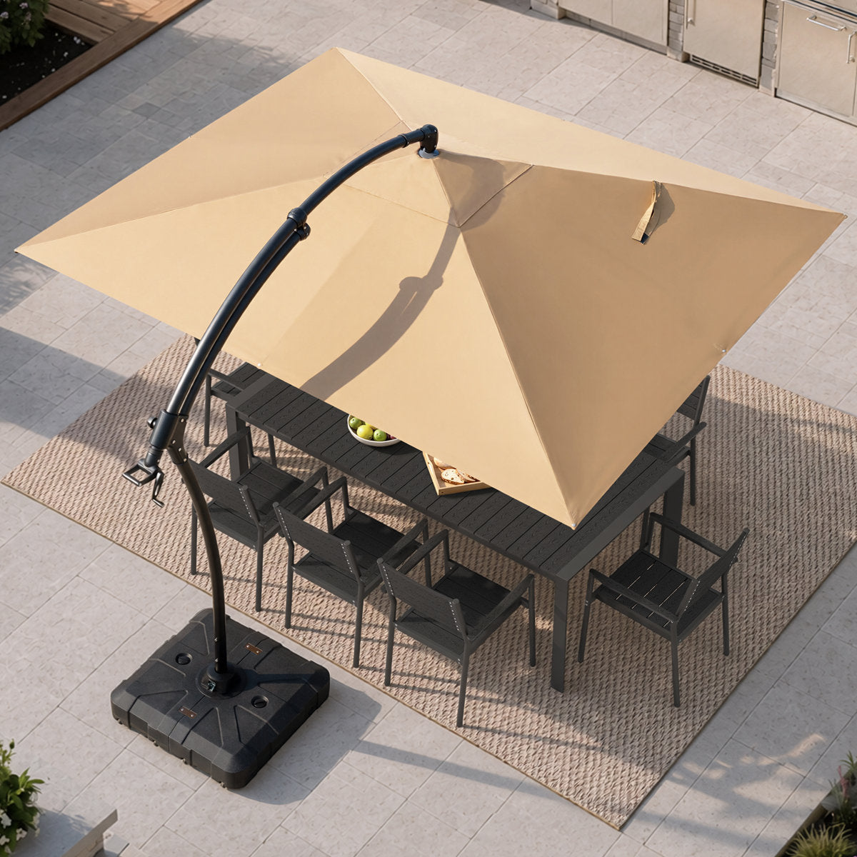 Wasif 9*11 Ft. Rectangular Patio Cantilever Umbrella With Base
